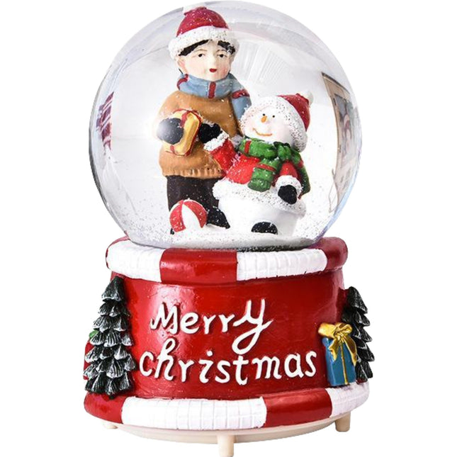 Decoratiune glob cu zapada Baiat si om de zapada, diametru