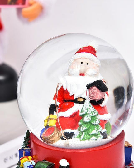 Decoratiune muzicala glob cu zapada, Mos Craciun pe tren