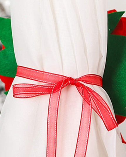 Decoratiune pentru perdea/draperie cu tematica de Craciun model floare Craciunita, material texit si poliester,cu snur