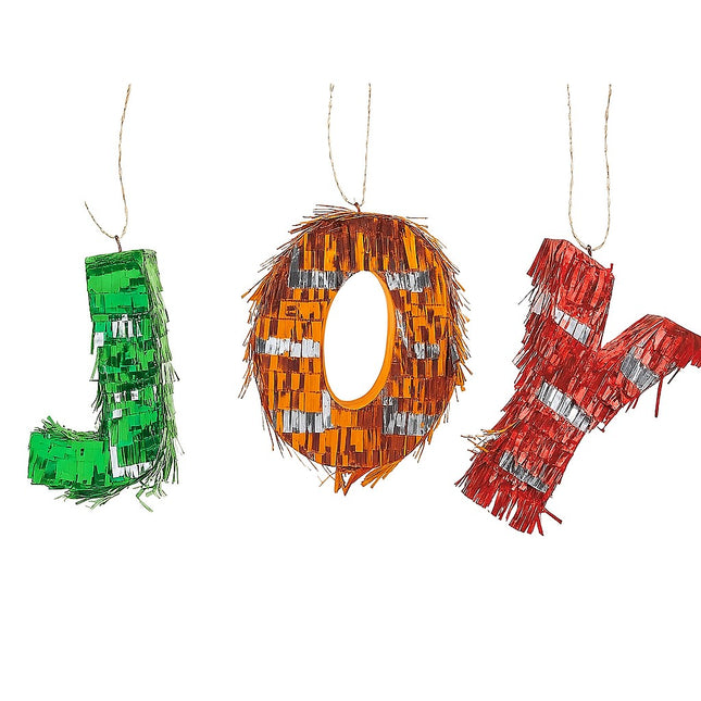 Pinata Mini JOY, Accesoriu pentru Petrecere 3 Bucati din Hartie Creponata si Carton, Pinata pentru Petreceri