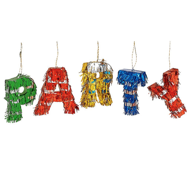 Pinata Mini PARTY, Accesoriu pentru Petrecere 5 Bucati din Hartie Creponata si Carton, Pinata pentru Petreceri
