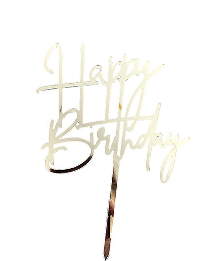 Decoratiune Topper pentru Tort, Model Happy Birthday, Tematica Aniversare, Arginitu, 10 cm