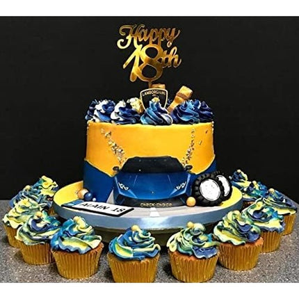 Decoratiune Topper pentru Tort, Model Happy18th, Dimensiuni 10 cm, Tematica Majorat