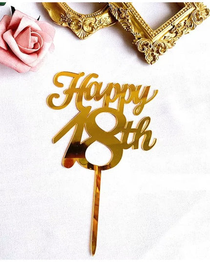 Decoratiune Topper pentru Tort, Model Happy18th, Dimensiuni 10 cm, Tematica Majorat