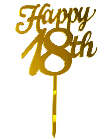 Decoratiune Topper pentru Tort, Model Happy18th, Dimensiuni 10 cm, Tematica Majorat