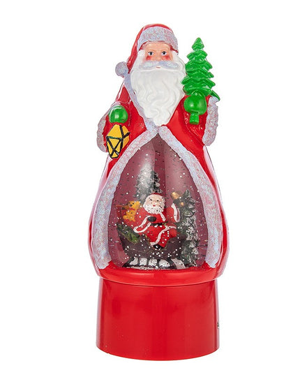 Decoratiune de Craciun, Model Mos Craciun, Felinar Glob cu Iluminare LED si Efect Zapada