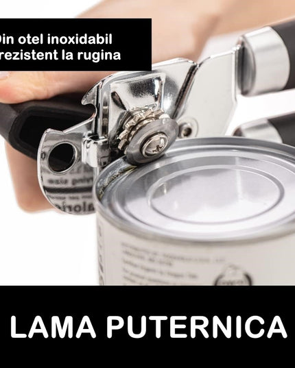 Desfacator de conserve multifunctional Otel inoxidabil, Maner antialunecare, ergonomic, rezistent la rugina, usor de utilizat,