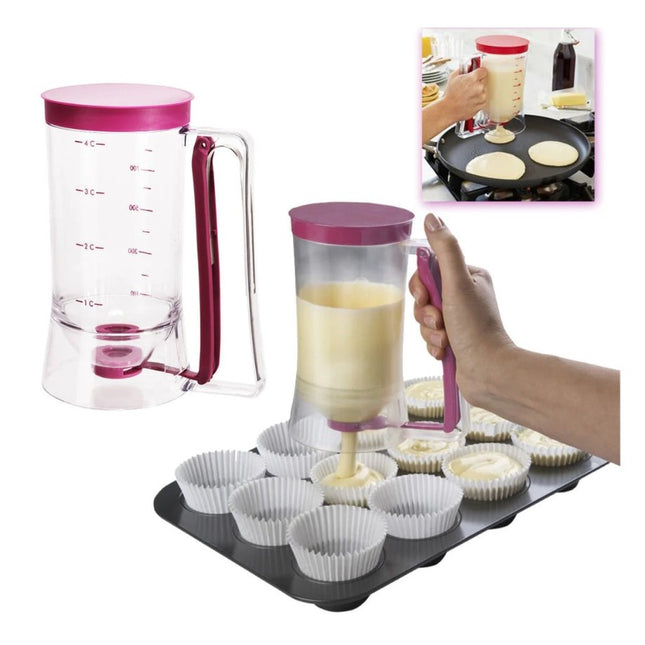 Dispenser de aluat pentru prajituri Batter Dispenser, din plastic, maner cu arc, 900 ml, usor de manipulat si utilizat