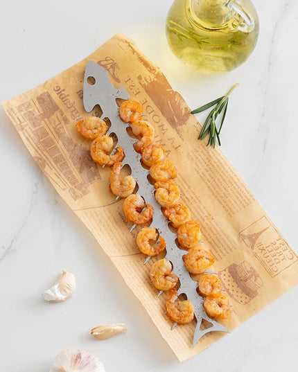 Forma pentru Frigarui, Model Oase de Peste, din Otel Inoxidabil, Instrument pentru Gratar, BBQ, cu Deschizator de Sticle,Argintie