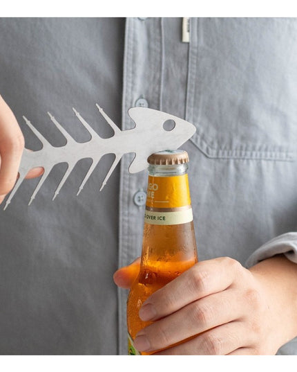 Forma pentru Frigarui, Model Oase de Peste, din Otel Inoxidabil, Instrument pentru Gratar, BBQ, cu Deschizator de Sticle,Argintie