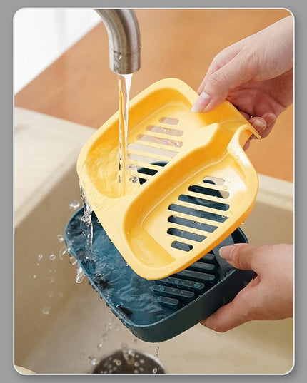 Savoniera Dubla, Sistem de Scurgere a Apei, din ABS, 14.5 x 18 x 3 cm, /