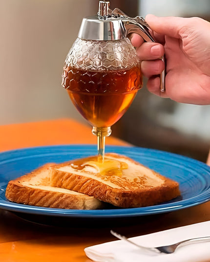 Dozator de Miere, Dispenser fara Picurare, Borcan Tip Fagure, fara Scurgeri, pentru Zahar si Sirop