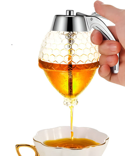 Dozator de Miere, Dispenser fara Picurare, Borcan Tip Fagure, fara Scurgeri, pentru Zahar si Sirop,