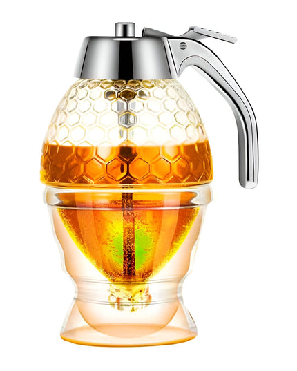 Dozator de Miere, Dispenser fara Picurare, Borcan Tip Fagure, fara Scurgeri, pentru Zahar si Sirop