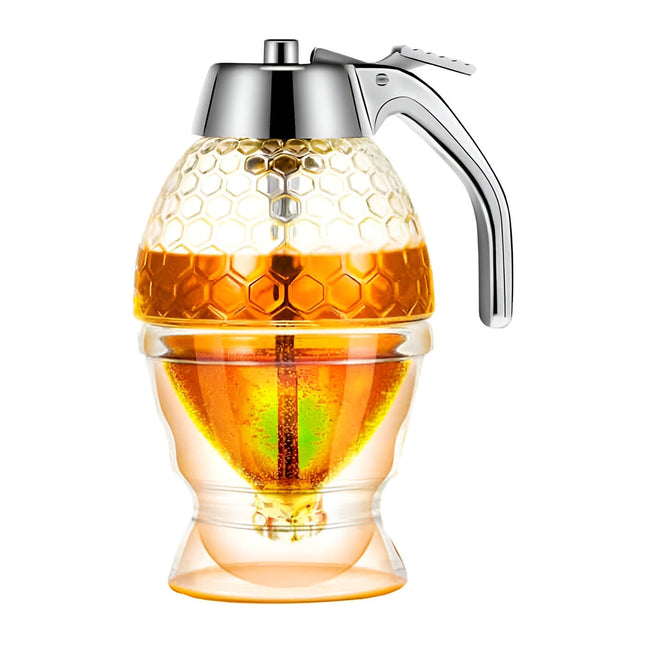 Dozator de Miere, Dispenser fara Picurare, Borcan Tip Fagure, fara Scurgeri, pentru Zahar si Sirop,