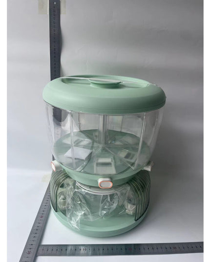 Dozator Etajat de Cereale Rotativ 360, 6 Compartimente, Capacitate 10L, Cofraj Special pentru Oua, Vas pentru Scurgerea Cerealelor