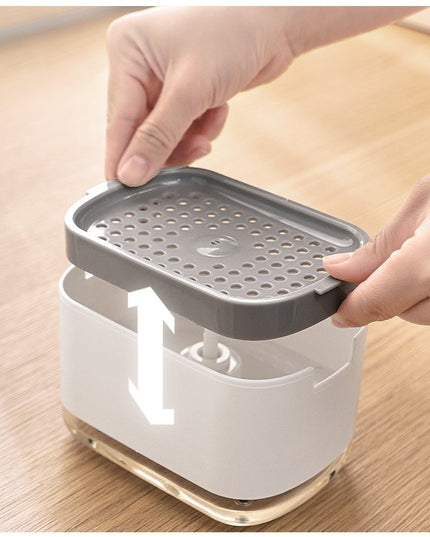 Dozator Dispenser 1 pentru Detergent Lichid de Vase sau pentru Obiecte Sanitare cu Suport pentru Burete de Bucatarie ,capacitate 300 ml