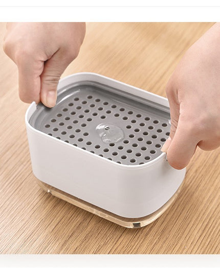 Dozator Dispenser 1 pentru Detergent Lichid de Vase sau pentru Obiecte Sanitare cu Suport pentru Burete de Bucatarie ,capacitate 300 ml