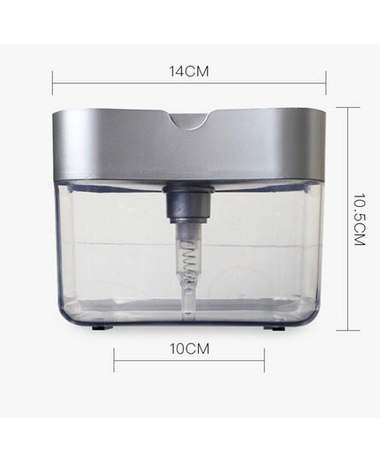 Dozator Dispenser 2 in 1 pentru Detergent Lichid de Vase sau pentru Obiecte Sanitare cu Suport pentru Burete de Bucatarie ,14 x 10.5 x 10 cm, capacitate 380 ml