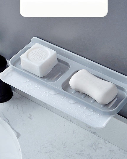 Savoniera Dubla, de Perete, cu Compartiment de Scurgere, Montare prin Lipire