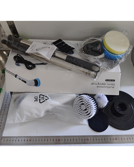 Perie Electrica de Curatare, pentru Gresie, Baie, Bucatarie,cu 9 Capete, Maner Extensibil Detasabil 84- , Incarcare USB-Type C, Rotire 360 de Grade, 3000 mAh, Culoare: