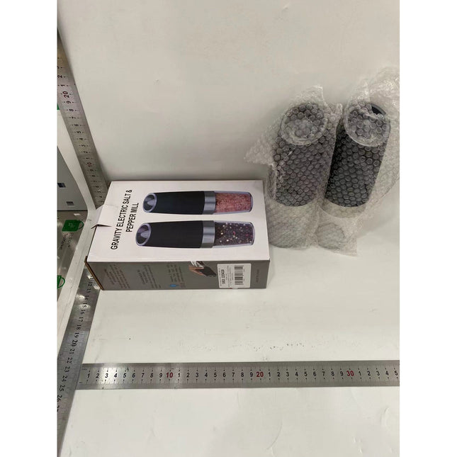 Set de 2 Rasnite electrice de Sare si Piper, cu Camere Depozitare Transparente, Macinare, Functionare pe Baterii, cu Lumina, ABS, 20x6.5 cm, /