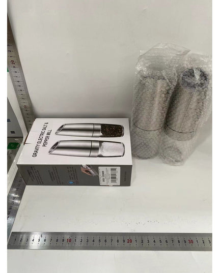 Set de 2 Rasnite electrice de Sare si Piper, cu Camere Depozitare Transparente, Macinare, Functionare pe Baterii, cu Lumina, ABS, 20x6.5 cm, /