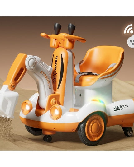 Excavator Electric, pe 4 Roti Antiderapante, cu Telecomanda, Brat Controlat Electric, cu Telecomanda, +2 Ani