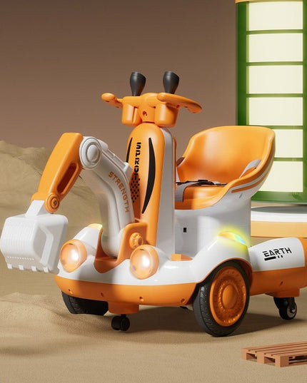 Excavator Electric, pe 4 Roti Antiderapante, cu Telecomanda, Brat Controlat Electric, cu Telecomanda, +2 Ani