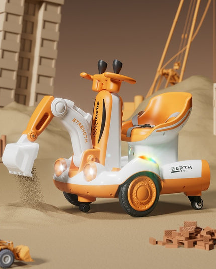 Excavator Electric, pe 4 Roti Antiderapante, cu Telecomanda, Brat Controlat Electric, cu Telecomanda, +2 Ani