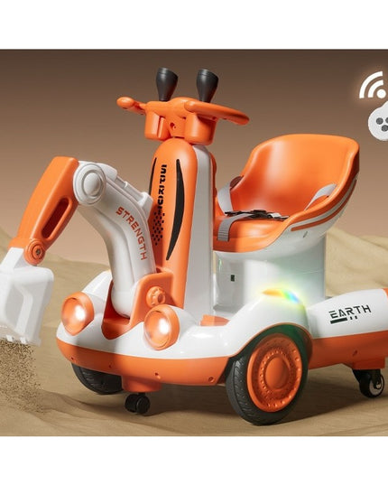 Excavator Electric, pe 4 Roti Antiderapante, cu Telecomanda, Brat Controlat Electric, cu Telecomanda, +2 Ani