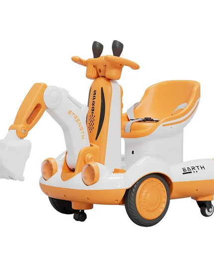 Excavator Electric, pe 4 Roti Antiderapante, cu Telecomanda, Brat Controlat Electric, cu Telecomanda, +2 Ani