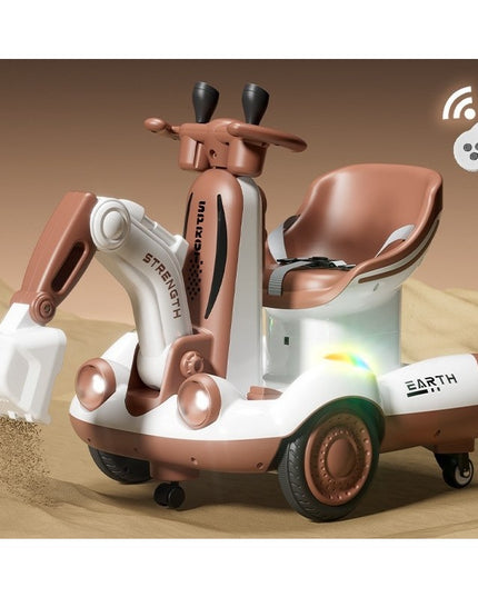 Excavator Electric, pe 4 Roti Antiderapante, cu Telecomanda, Brat Controlat Electric, cu Telecomanda, +2 Ani