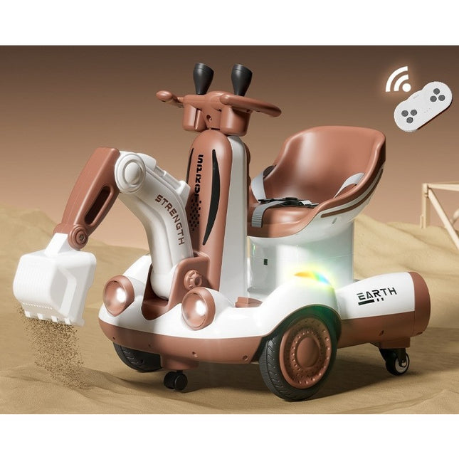 Excavator Electric, pe 4 Roti Antiderapante, cu Telecomanda, Brat Controlat Electric, cu Telecomanda, +2 Ani