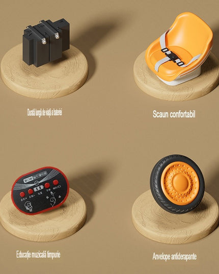 Excavator Electric, pe 4 Roti Antiderapante, cu Telecomanda, Brat Controlat Electric, cu Telecomanda, +2 Ani