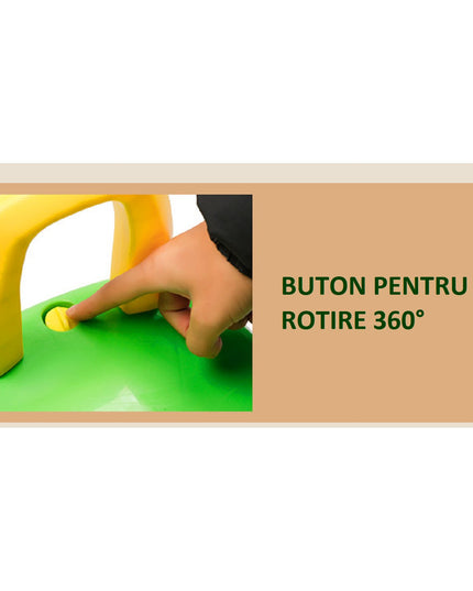 Excavator pentru Copii, 1-3 Ani, Greutate Portanta 30 kg, Muzica si Lumini, Rotatie 360 Grade,4 Roti