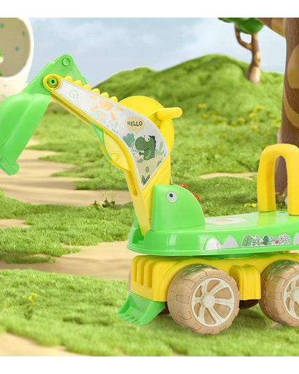Excavator pentru Copii, 1-3 Ani, Greutate Portanta 30 kg, Muzica si Lumini, Rotatie 360 Grade,4 Roti