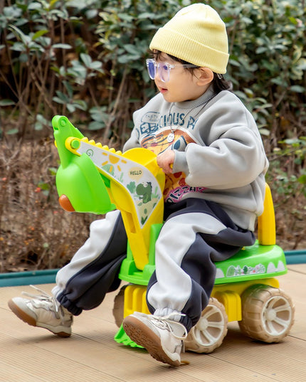 Excavator pentru Copii, 1-3 Ani, Greutate Portanta 30 kg, Muzica si Lumini, Rotatie 360 Grade,4 Roti