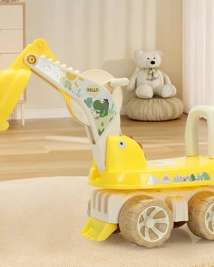 Excavator pentru Copii, 1-3 Ani, Greutate Portanta 30 kg, Muzica si Lumini, Rotatie 360 Grade,4 Roti