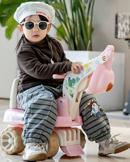 Excavator pentru Copii, 1-3 Ani, Greutate Portanta 30 kg, Muzica si Lumini, Rotatie 360 Grade,4 Roti