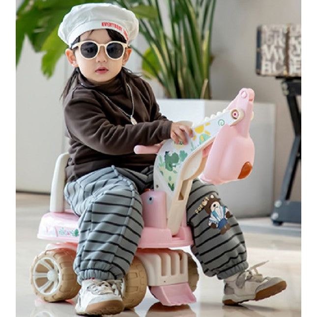 Excavator pentru Copii, 1-3 Ani, Greutate Portanta 30 kg, Muzica si Lumini, Rotatie 360 Grade,4 Roti