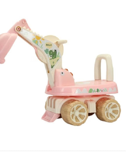 Excavator pentru Copii, 1-3 Ani, Greutate Portanta 30 kg, Muzica si Lumini, Rotatie 360 Grade,4 Roti