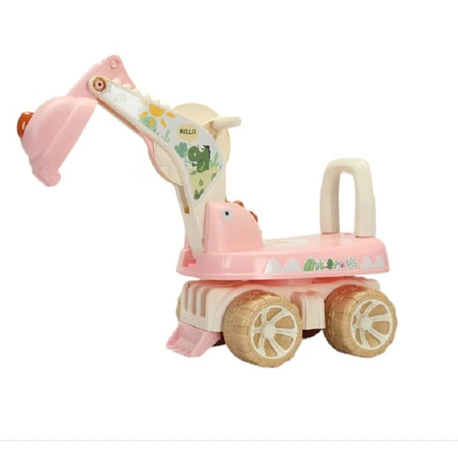 Excavator pentru Copii, 1-3 Ani, Greutate Portanta 30 kg, Muzica si Lumini, Rotatie 360 Grade,4 Roti