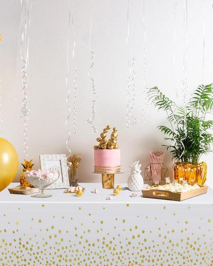 Fata de Masa, din Folie, Imprimeu Stele Aurii, Impermeabila