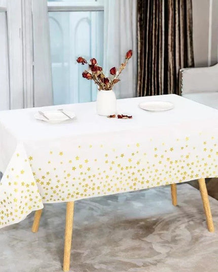 Fata de Masa, din Folie, Imprimeu Stele Aurii, Impermeabila