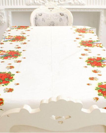 Fata de masa dreptunghiulara PVC, grosime, imprimeu clopotei, potrivit pentru Craciun, utilizare multipla