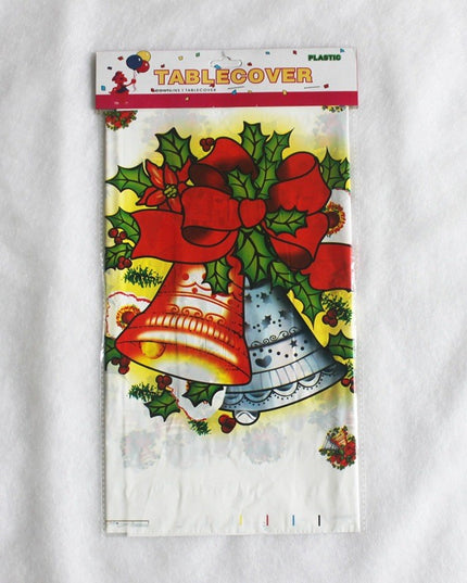 Fata de masa dreptunghiulara PVC, grosime, imprimeu clopotei, potrivit pentru Craciun, utilizare multipla