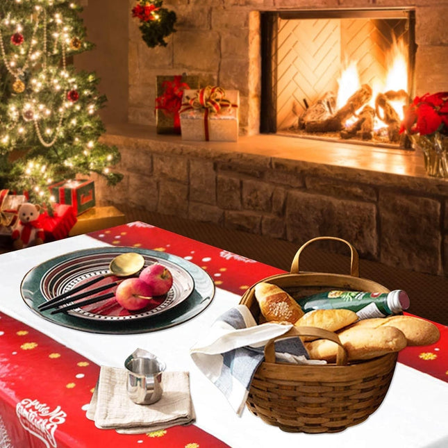 Fata de masa dreptunghiulara PVC, grosime, imprimeu Merry Christmas, potrivit pentru Craciun, utilizare multipla