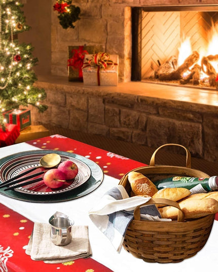 Fata de masa dreptunghiulara PVC, grosime, imprimeu Merry Christmas, potrivit pentru Craciun, utilizare multipla