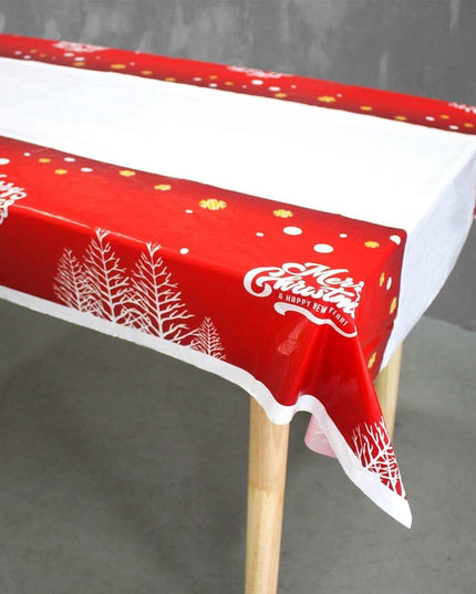 Fata de masa dreptunghiulara PVC, grosime, imprimeu Merry Christmas, potrivit pentru Craciun, utilizare multipla